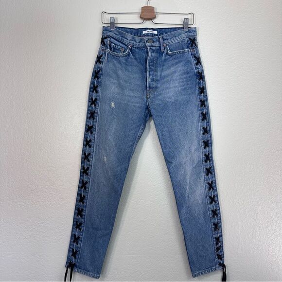 GRLFND Karolina Lace-Up Detail Jeans Size 28 - Picture 2 of 9